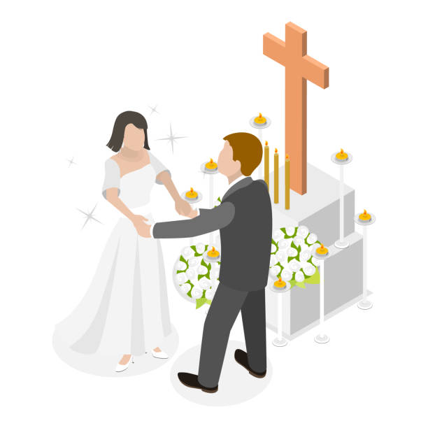 3d isometric flat vector set of christian ceremonies, religious rituals. item 2